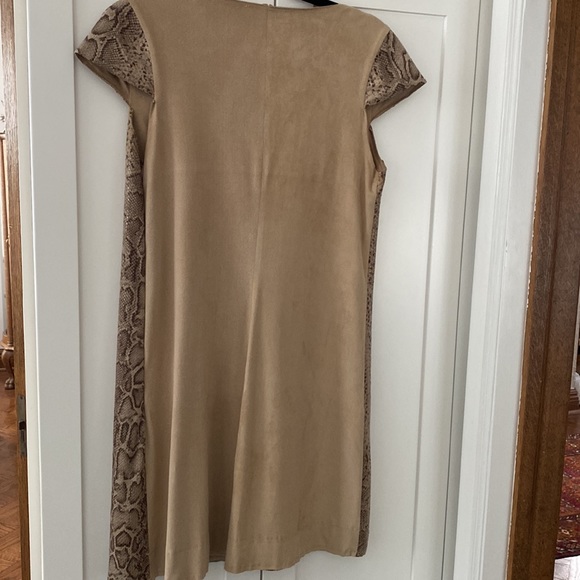 Cute, fun shift dress. Snakeskin pattern in neutral beige and browns. Size Small - Picture 13 of 13